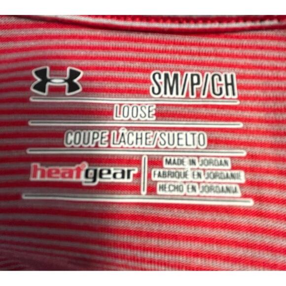 Under Armour HeatGear Striped Red Long Sleeve 1/4 Zip Striped Pullover Men's S - Picture 5 of 7